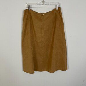 Talbots Skirt FAUX SUEDE Camel Beige Tan Flared A-line Career 16P Lined Midi